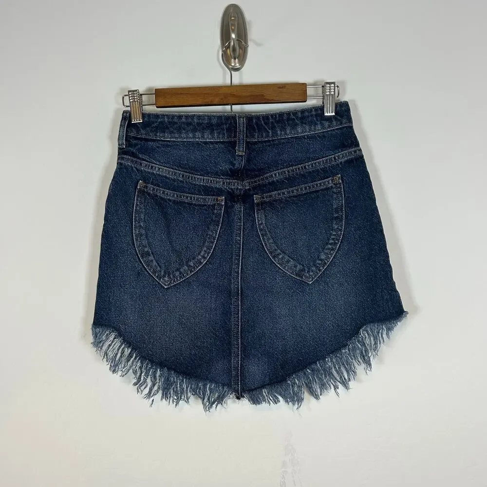 Free People We the Free Bailey Denim Mini Skirt. Size Waist 26 100% Cotton - Picture 5 of 11